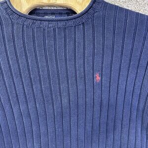 Polo By Ralph Lauren Sweater Womens Large Blue Ribbed Crewneck Pullover
